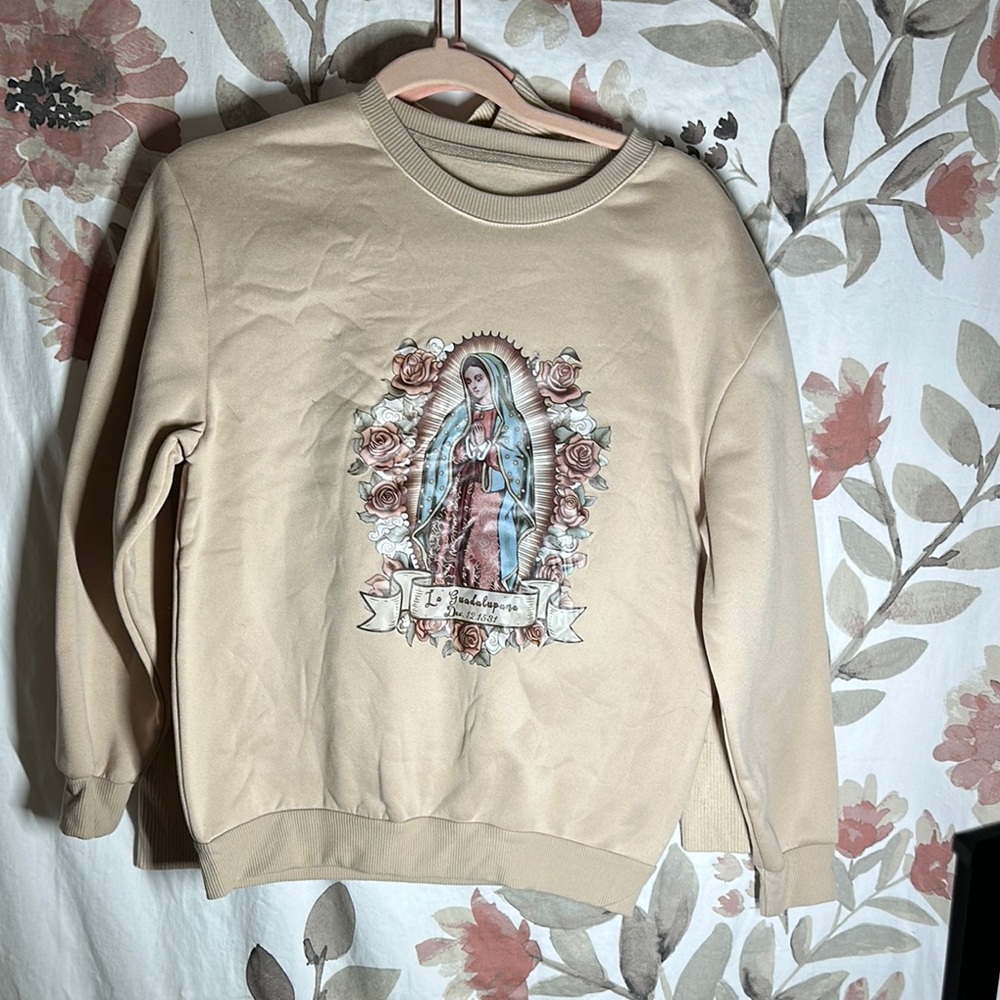 Women's Beige Graphic Sweatshirt